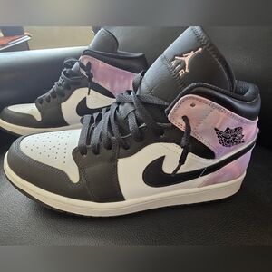 Air Jordan Men's Retro High Top Sneakers - Black White Purple Pink